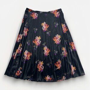 Anthropologie Maeve Pleated Floral Velvet Skirt